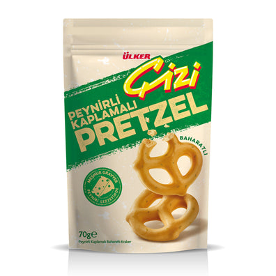 Ülker Çizi Cheese & Herb Pretzel Crackers 70g front packaging